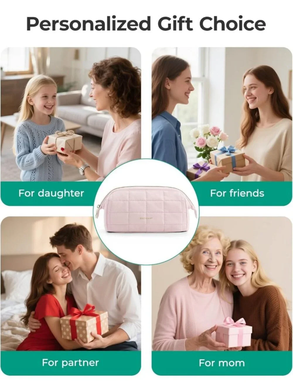 Padded Pink Makeup Bag | Travel Toiletry Organizer, Wide-Open Zipper Pouch